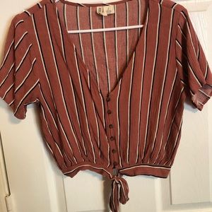 pink striped crop top